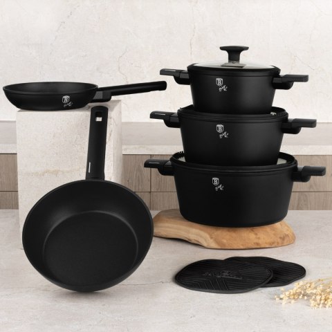 Zestaw 10-el garnki i patelnie tytanowa powłoka BH-8197 Matte Black
