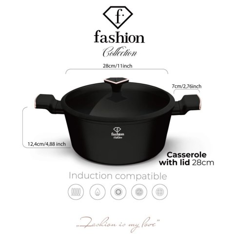 Garnek z pokrywką 28cm Fashion TV FTV-0039 Matte Black- Rose Gold